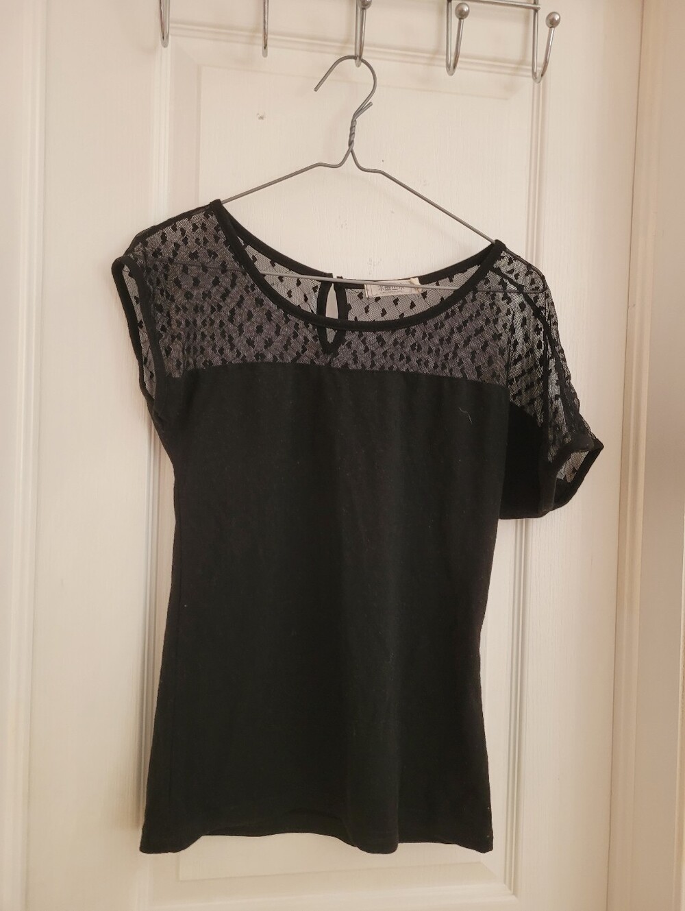 Black Lace Yoke Women's Top